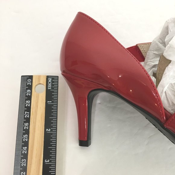6.5W 6.5 WIDE Life Stride Suki Fire Red Patent Faux Leather Asymmetrical Heels - Picture 15 of 16